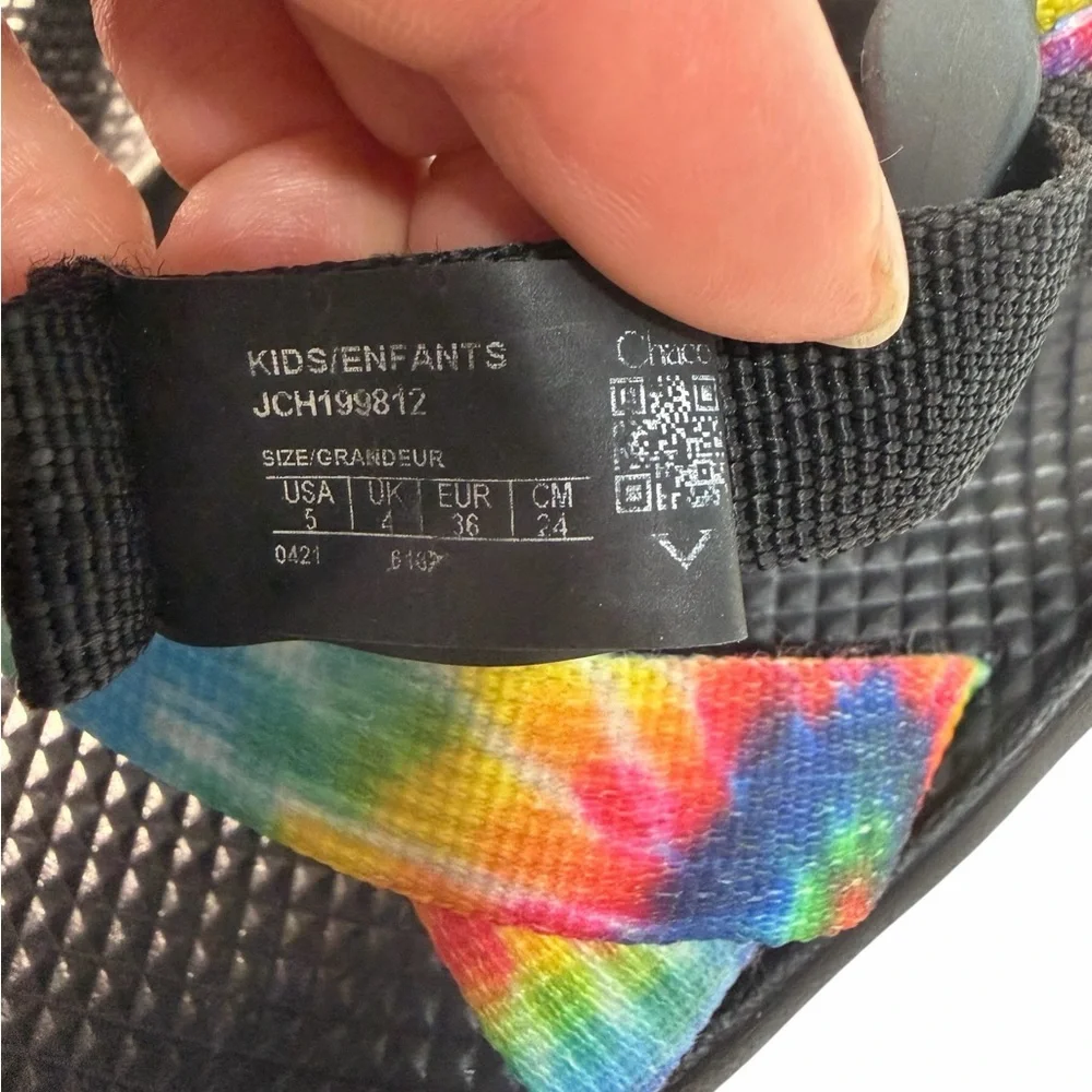 Chaco Ecotread Sandals Tie Dye Rainbow Multicolor JCH199812 Kids Youth Size 5 - Picture 8 of 8